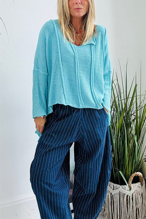 Solid Color Casual Long-sleeved Loose Knitted Sweater-consonak