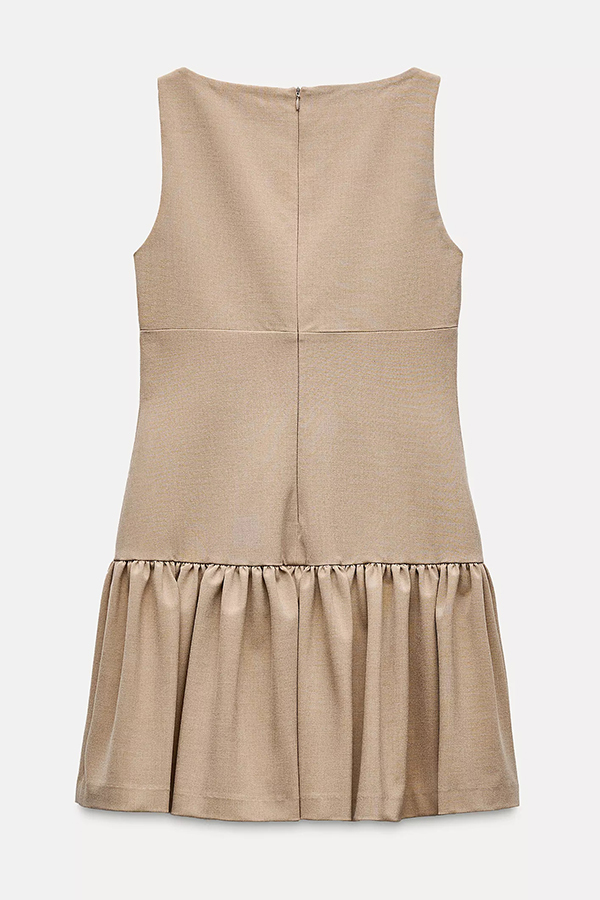 Solid Velvet Bow Embellished Sleeveless Mini Dress-consonak