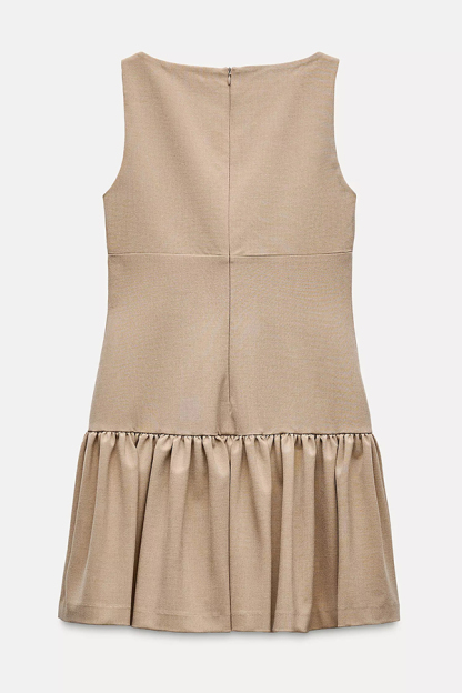 Solid Velvet Bow Embellished Sleeveless Mini Dress-consonak