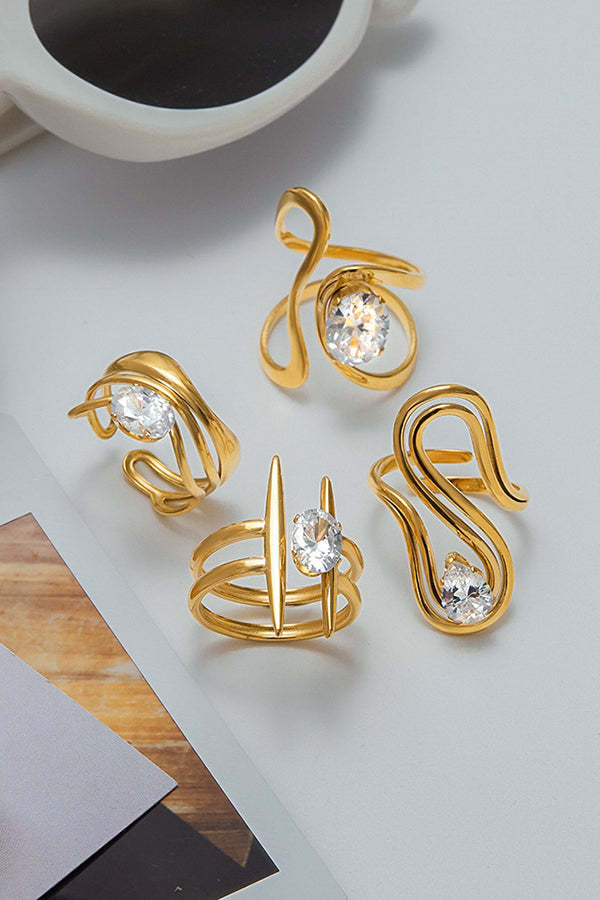 Elegant Zircon Geometric Titanium Steel Ring-consonak