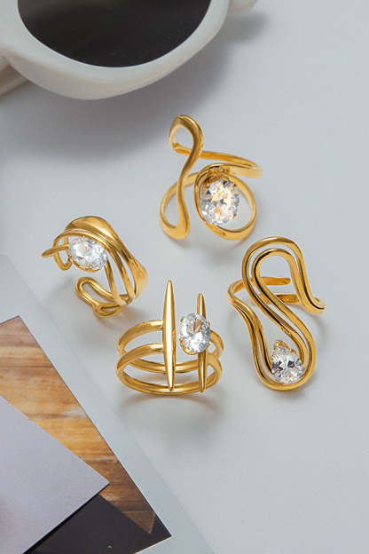 Elegant Zircon Geometric Titanium Steel Ring-consonak