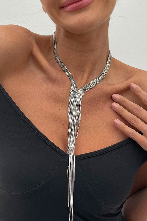 Simple Y-shaped Metal Tassel Chain Necklace | Consonak