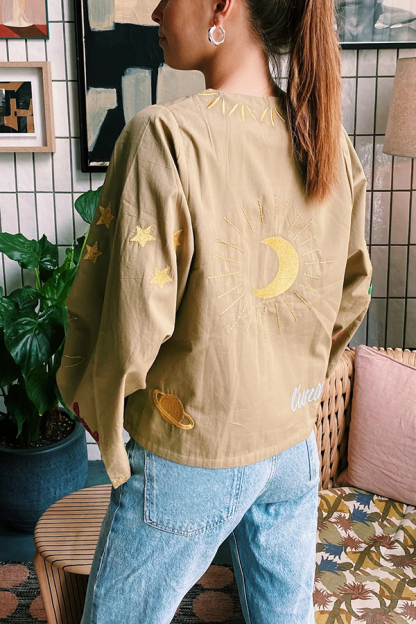 Fashionable Embroidered Lace-up Long-sleeved Loose Top-consonak