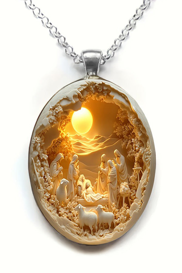 Sacred Religious Scene Glass Necklace | Consonak