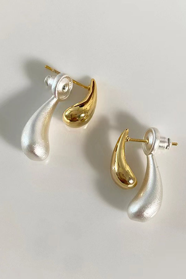 French Versatile Contrast Color Drop Shape Stud Earrings | Consonak