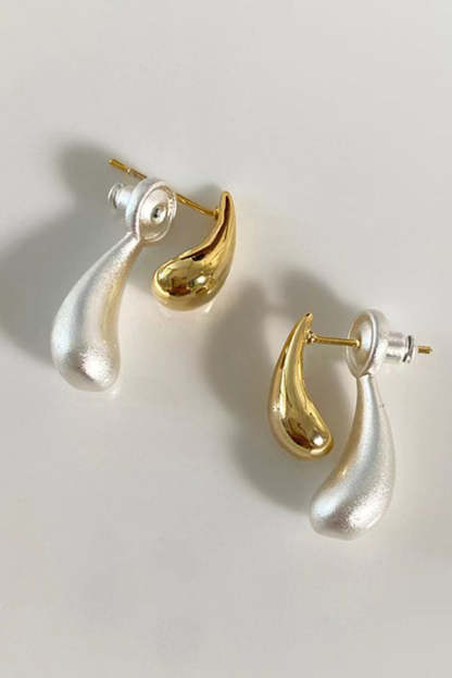 French Versatile Contrast Color Drop Shape Stud Earrings-consonak