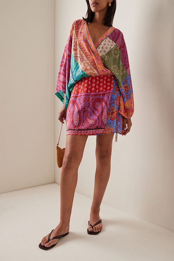 Gypsy Soul Paisley Wrap-Style Mini Beach Tunic & Dress-Consonak