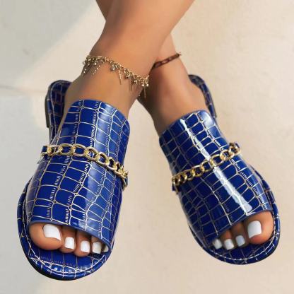 Casual Flat Beach Sandals with Chain Accessories-consonak