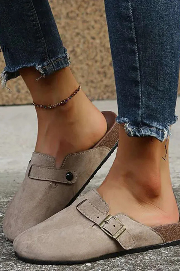 Flat Half Slippers Casual Outer Wear Round Toe Half Slippers-consonak