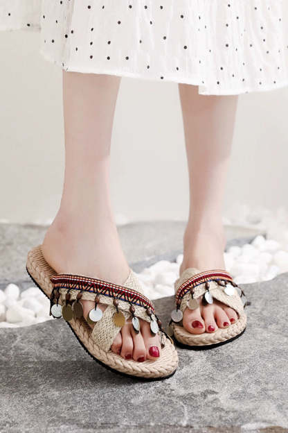 Bohemian Ethnic Style Tassel Beach Shoes-consonak