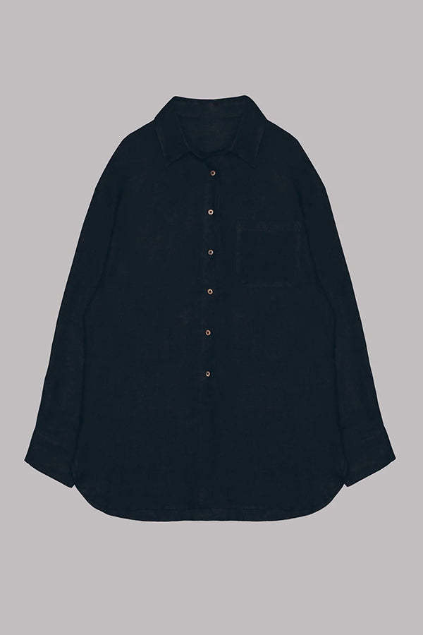 Go To The Beach Linen Blend Pocketed Long Sleeve Oversized Shirt-consonak