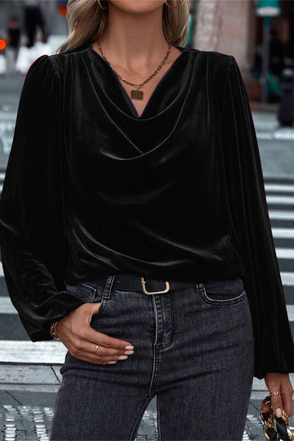 Fashionable Velvet Long-sleeved Loose Casual Top-consonak