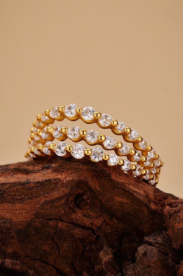 Fashionable Three-layer Micro-paved Zircon Ring-consonak