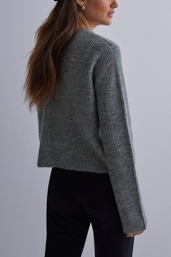 Solid Color Loose Long Sleeve Lace-up Knitted Cardigan-consonak