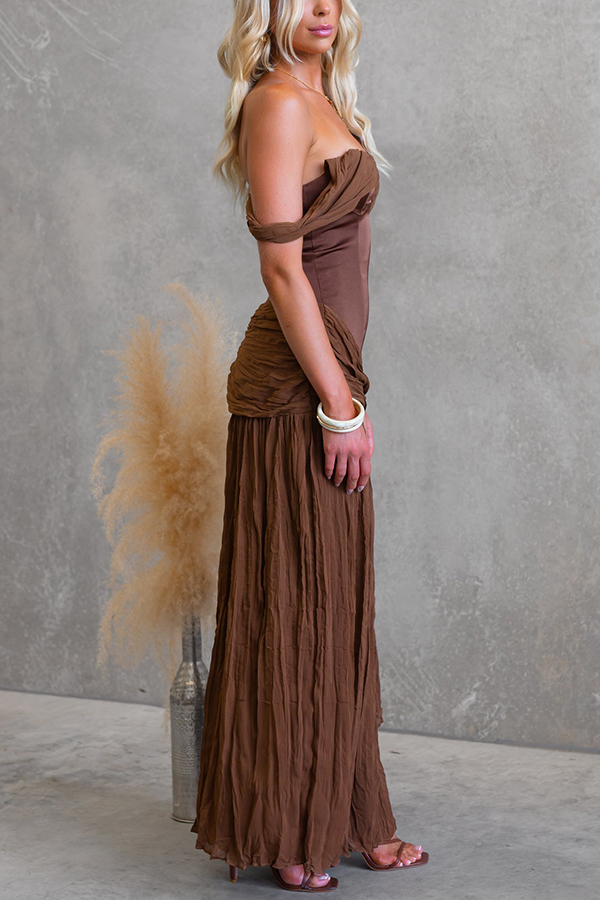 Zariyah Satin Bodice Asymmetric Neck Tie-up Waist Chiffon Hem Maxi Dress-consonak