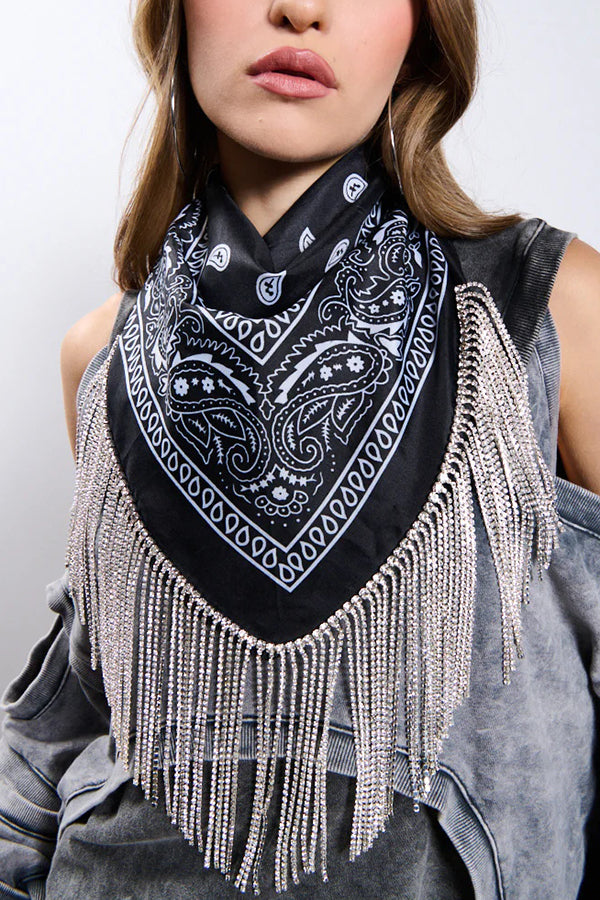 British Retro Diamond Tassel Square Scarf | Consonak