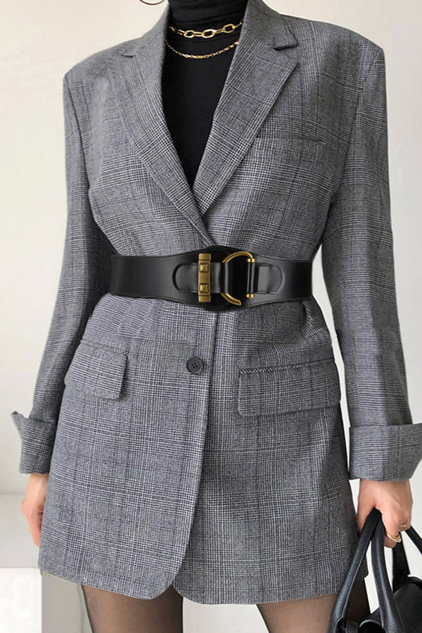 Retro Style Waist-hugging Wide Leather Belt-consonak