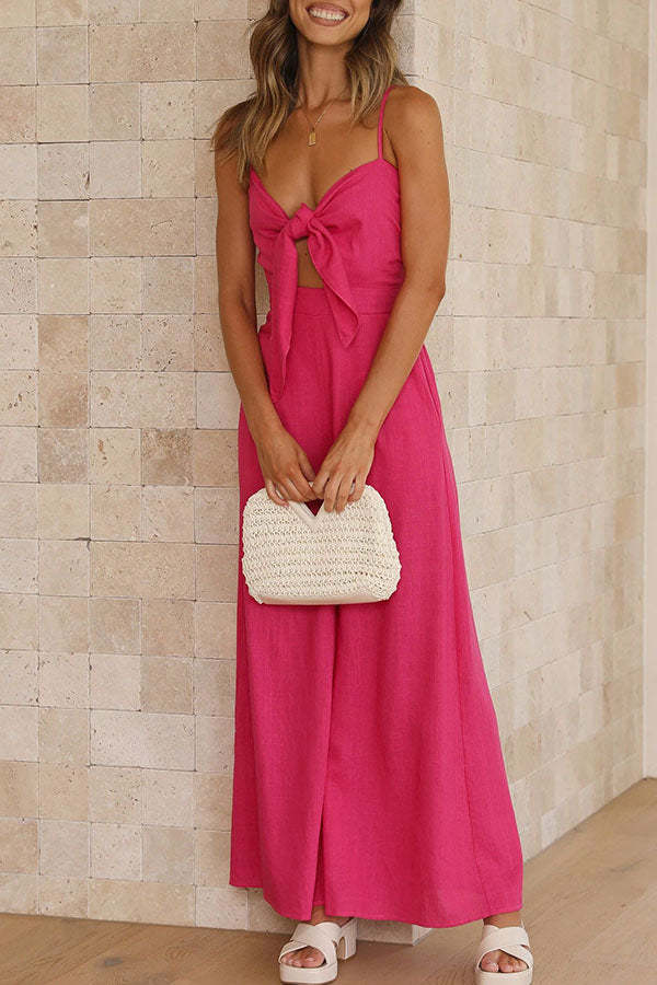 Vrinda Pocketed Adjustable Tie Smocked Back Jumpsuit-consonak