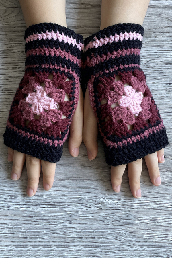 Four-leaf Clover Crochet Half-finger Gloves-consonak