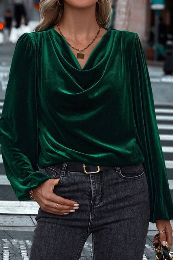 Fashionable Velvet Long-sleeved Loose Casual Top-consonak