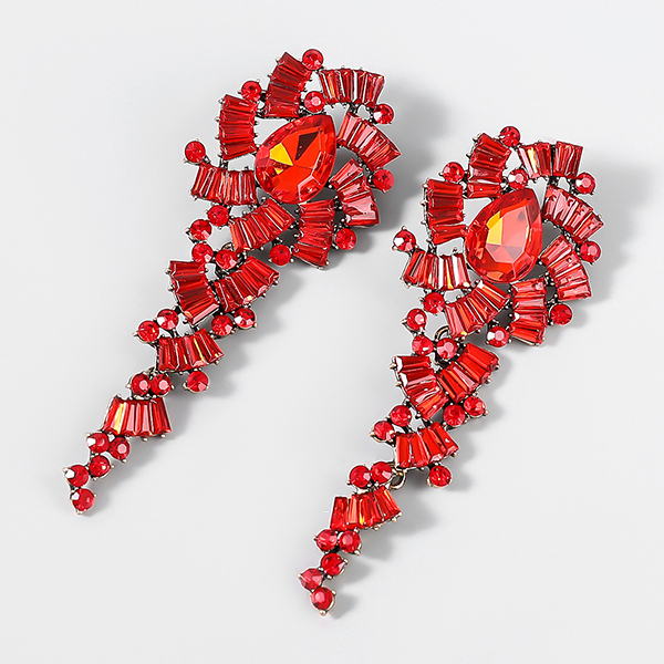 Retro Alloy Acrylic Flower Long Earrings-consonak