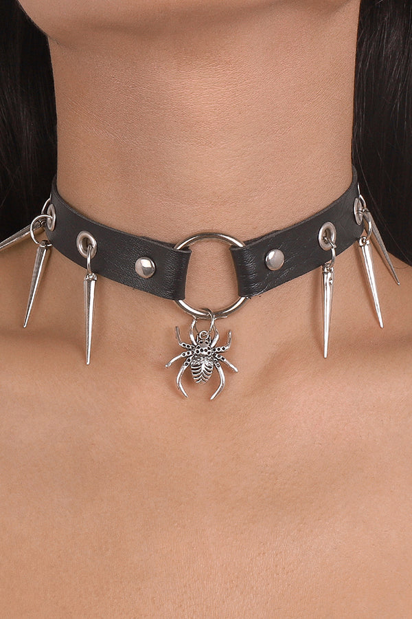 Gothic Hip-hop Style Leather Rivet Bondage Collar-consonak