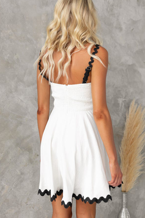 Aimie Solid Color Wavy Lace Sexy Suspender Mini Dress-consonak