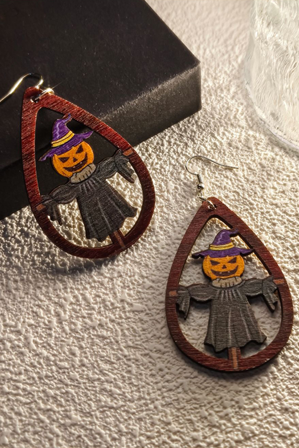 Halloween Horror and Fun Series Wooden Earrings-consonak
