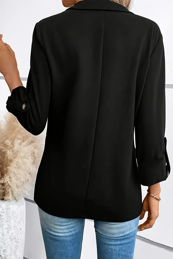 Solid Color Casual Long Sleeve Lapel Blazer | Consonak
