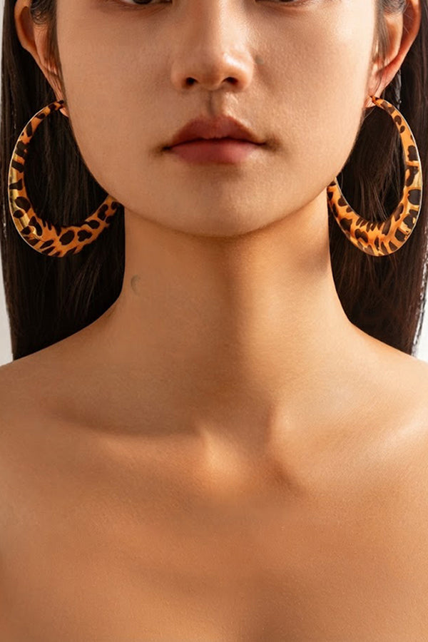 Leopard-print Hoop Earrings-Consonak
