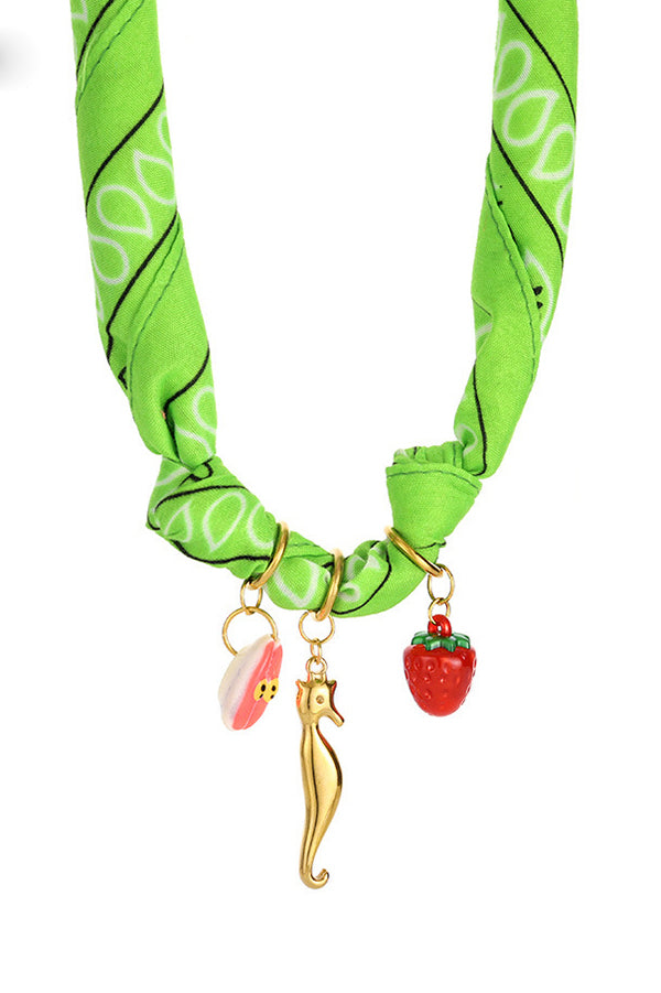 Dopamine Color Silk Scarf Fun Small Item Necklace-consonak