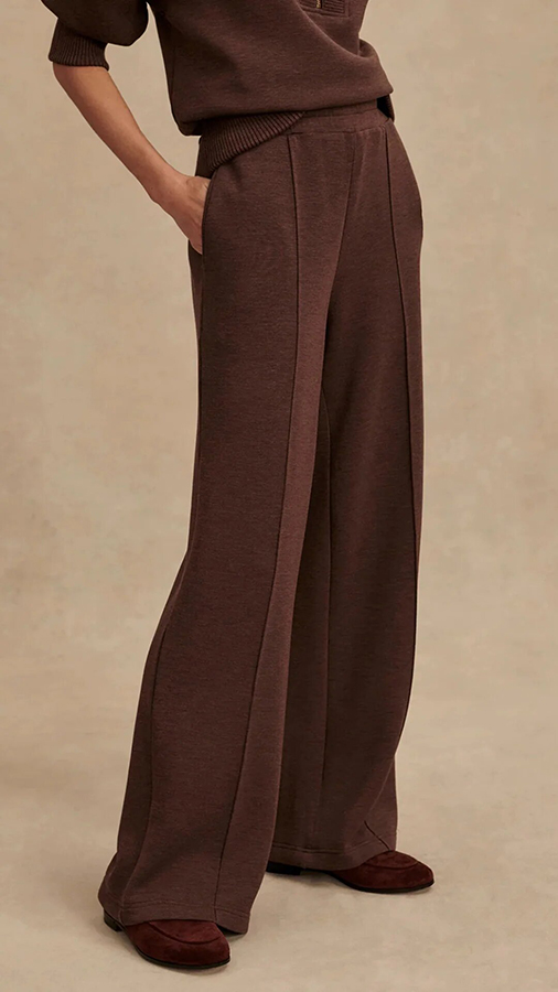 Meet The Autumn Ribbed Zipper Neck Sweatshirt and Elastic Waist Pocketed Loose Pants Set | Consonak
