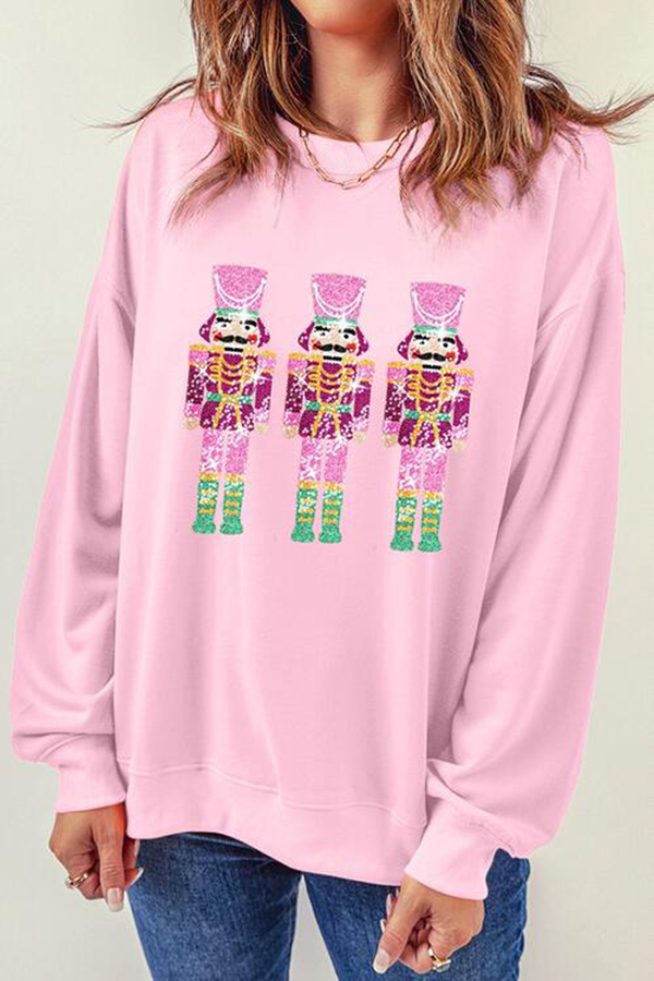 Christmas Casual Loose Round Neck Sequined Sleeve Sweatshirt | Consonak