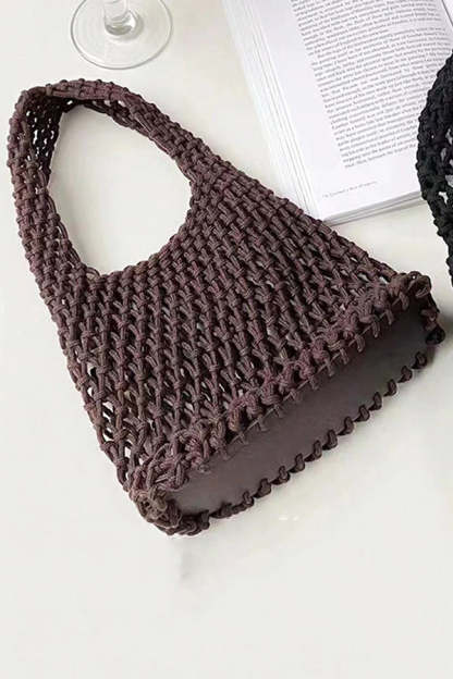 Lazy Style Fishnet Woven Tote Bag-consonak