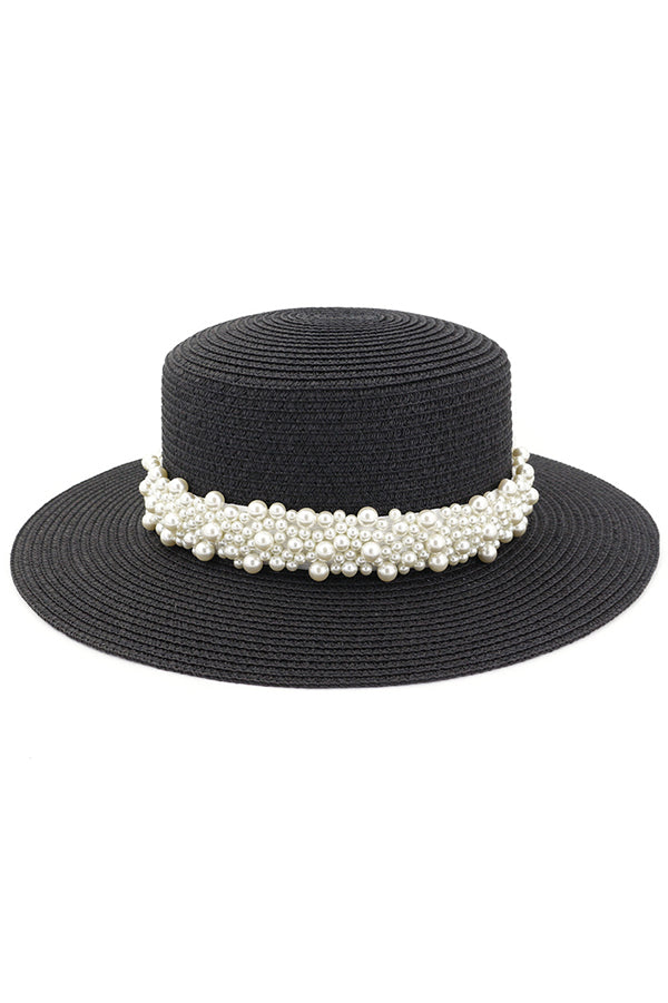Pearl Embellished Beach Hat-consonak
