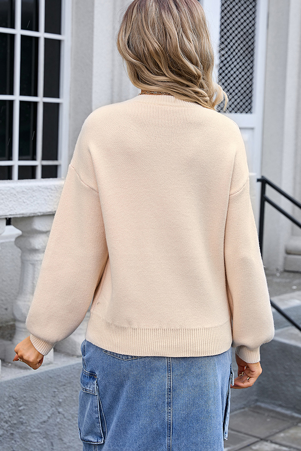 Fashionable Round Neck Long Sleeve Knitted Bow Sweater | Consonak