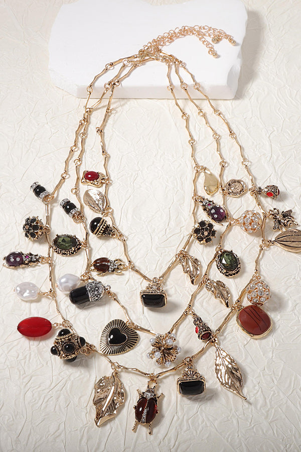 Vintage Multi-layered Odd-shaped Pendant Necklace-consonak