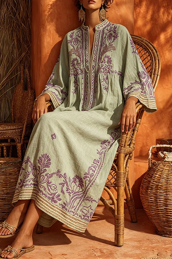 The Sage & Lavender Embroidered Kaftan-Consonak
