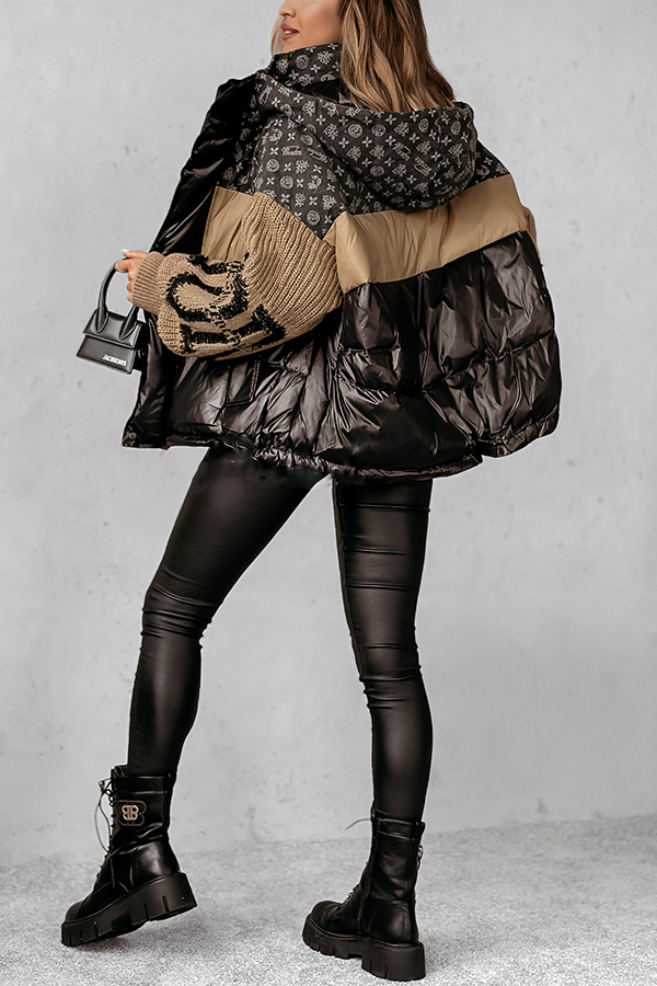 Stylish Denim Knit Long-sleeved Patchwork Hooded Pocket Thickened Jacket-consonak