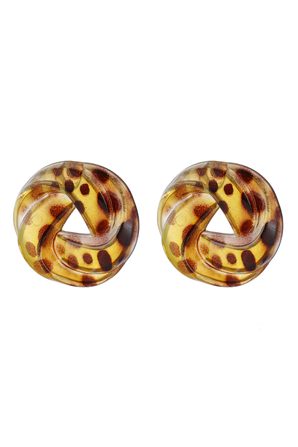 Leopard Print Hollow Round Geometric Earrings-consonak