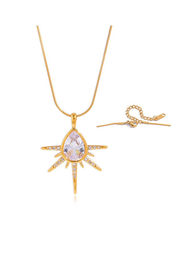 Stylish Affordable-Luxury Stainless Steel and Zircon Stud Earrings and Necklace-Consonak