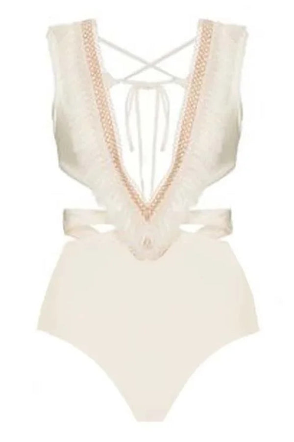 Sexy Deep V Hollow Backless Strappy One-piece Bikini Swimsuit | Consonak
