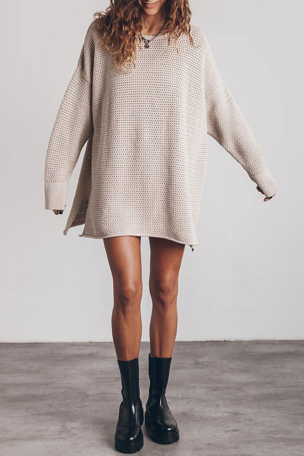 Cup of Cozy Knit Oversized Slit Side Sweater-consonak
