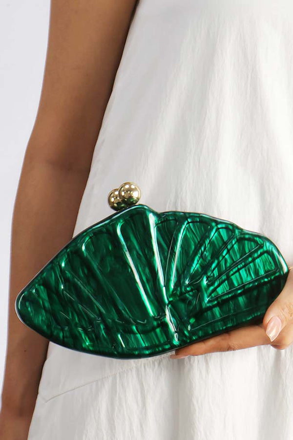 Fashion Acrylic Shell Fan Clutch-consonak
