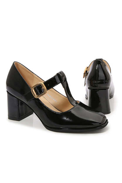 Square Toe Mary Jane Block Heel Retro High Heels-consonak