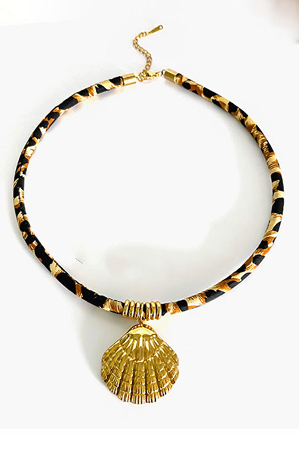 Leopard Print Velvet Rope Design Stainless Steel Necklace | Consonak
