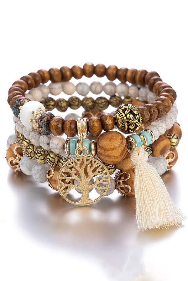 Bohemian Multi-layered Wood Beaded Bracelet-consonak