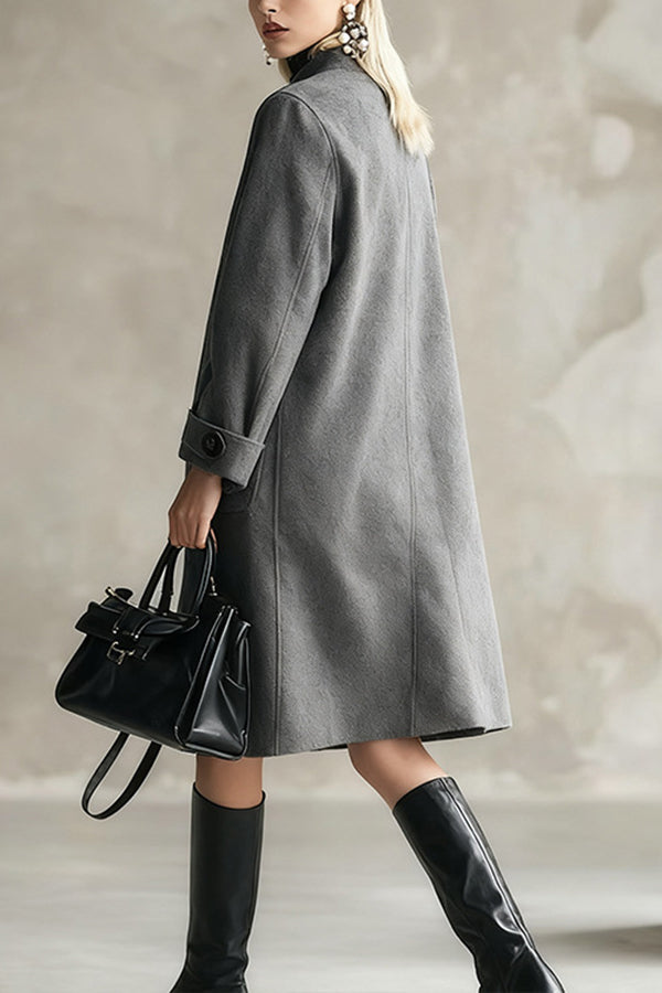 Stylish Long-sleeved Button-down Casual Long Coat-consonak