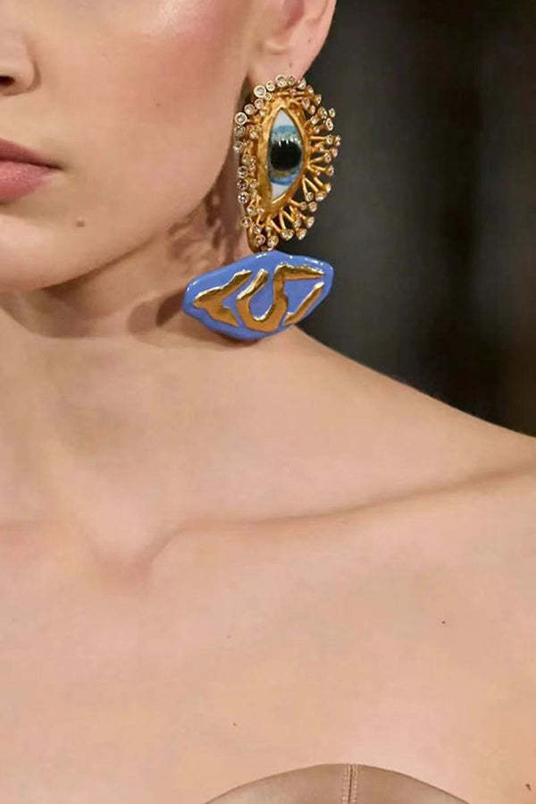Fashionable Evil Eye Diamond Earrings-consonak