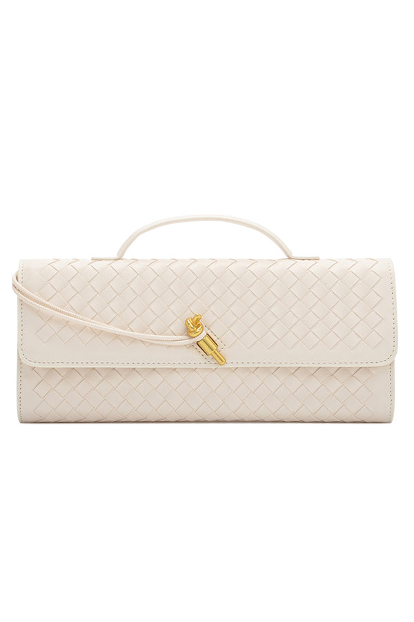Woven Soft Leather Horizontal Square Accordion Bag | Consonak